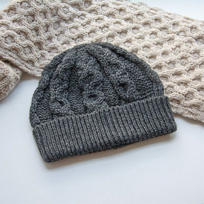 Merino Wool Knit Hat  Charcoal